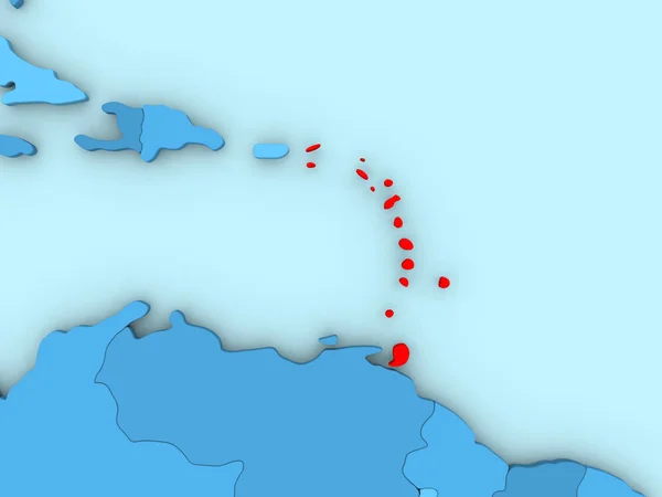 Caraïbes sur la carte 3D — Photo