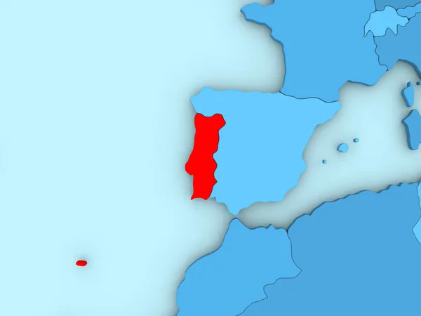 Португалия на 3D карте — стоковое фото