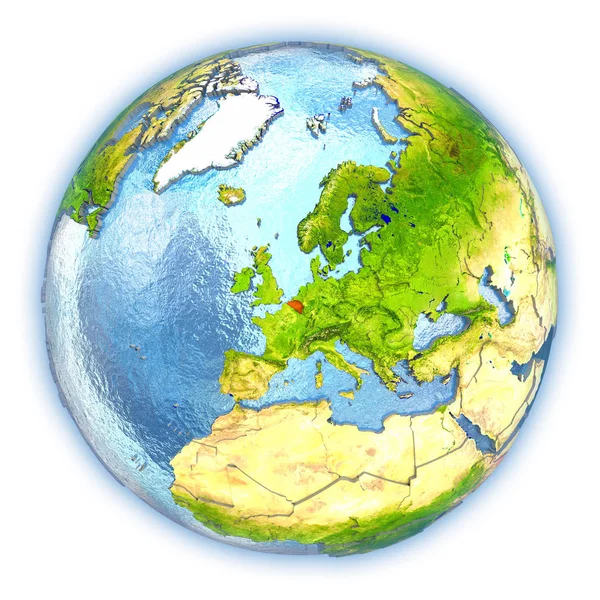 Belgium on isolated globe — Stock Photo, Image