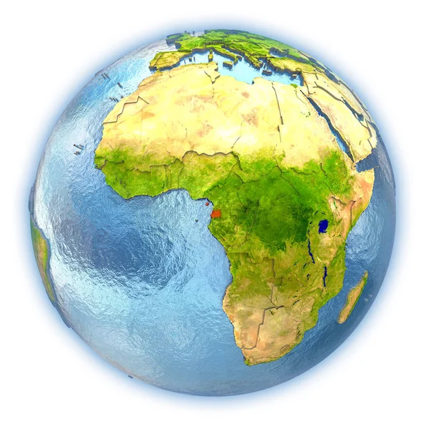 Equatorial Guinea on isolated globe — Stock Photo, Image