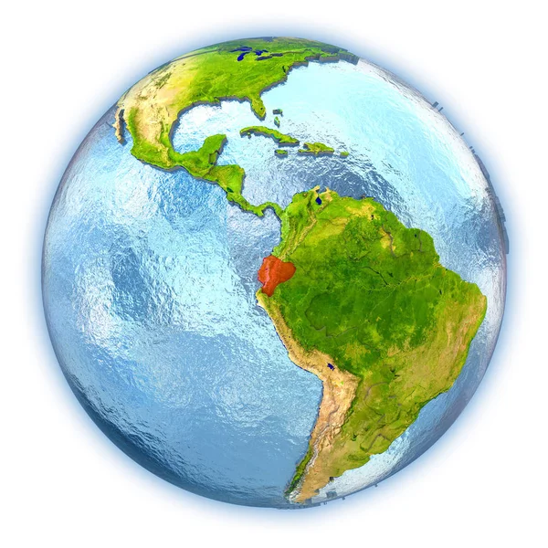 Ecuador su globo isolato — Foto Stock