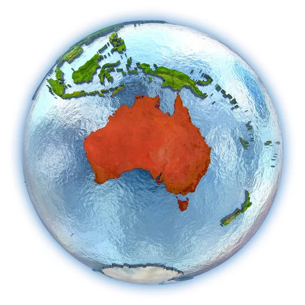 Australia on isolated globe — Stock Photo, Image