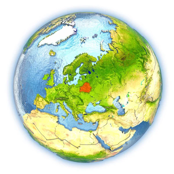 Belarus on isolated globe — Stock Photo, Image