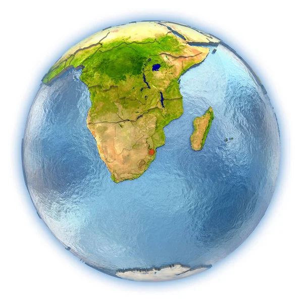 Swaziland on isolated globe — Stock Photo, Image