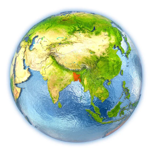 Bangladesh on isolated globe — Stock Photo, Image