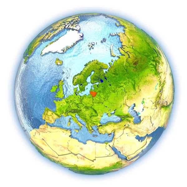 Litwa na na białym tle globu — Zdjęcie stockowe