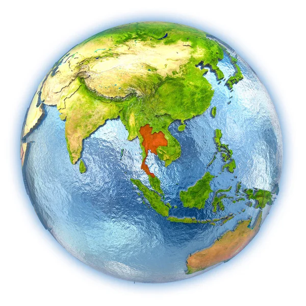 Thailand on isolated globe — Stock Photo, Image