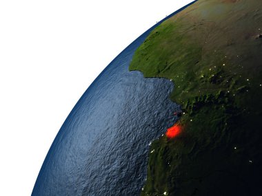 Ekvator Ginesi gece dünya üzerindeki kırmızı