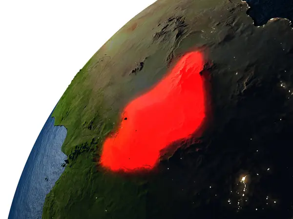 Chad in rot auf der Erde in der Nacht — Stockfoto