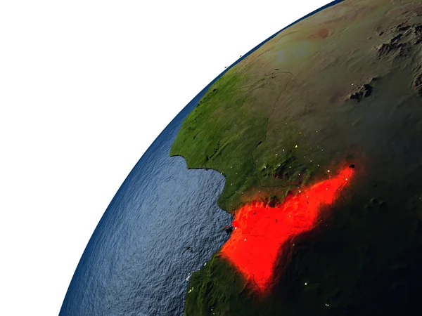 Kameroen in het rood op aarde 's nachts — Stockfoto