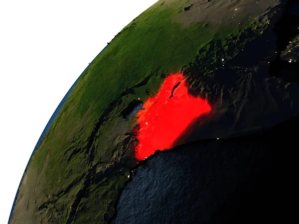Kenia in het rood op aarde 's nachts — Stockfoto