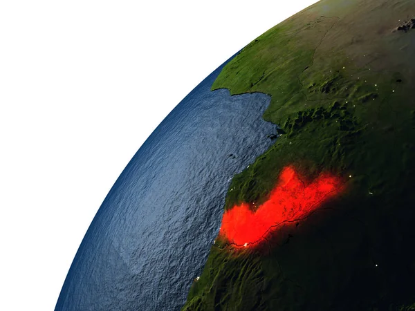 Congo in het rood op aarde 's nachts — Stockfoto
