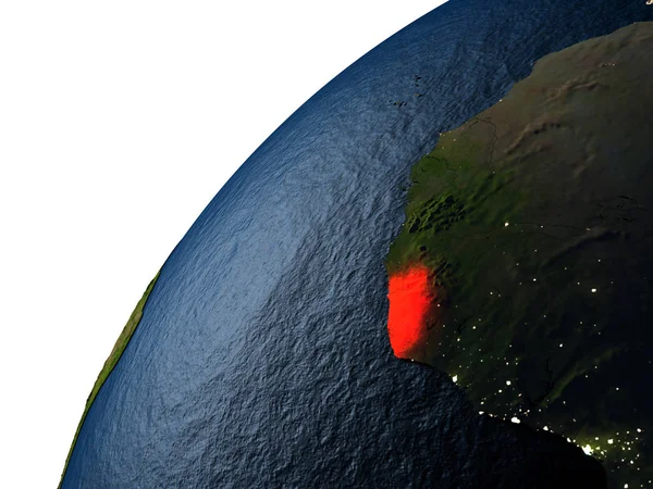 Libérie v červené barvě na zemi v noci — Stock fotografie