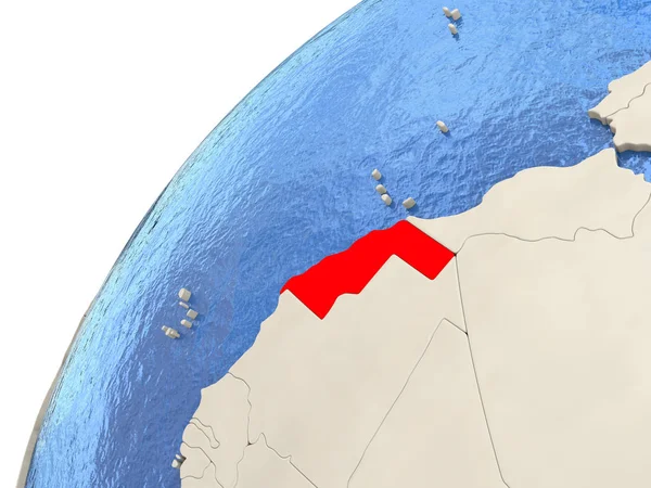 Western Sahara on globe — Stock Photo, Image
