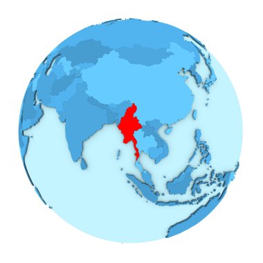 Myanmar izole küre üzerinde