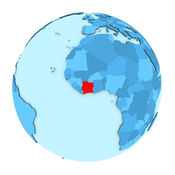 Ivory Coast on globe isolated — Stock Photo, Image