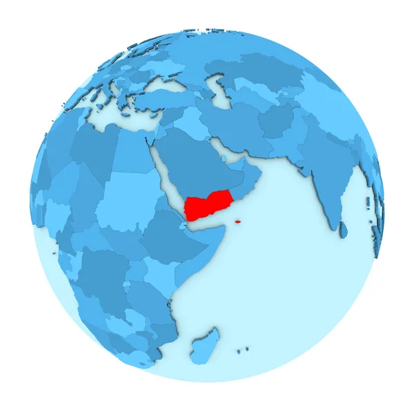 Yemen izole küre üzerinde — Stok fotoğraf