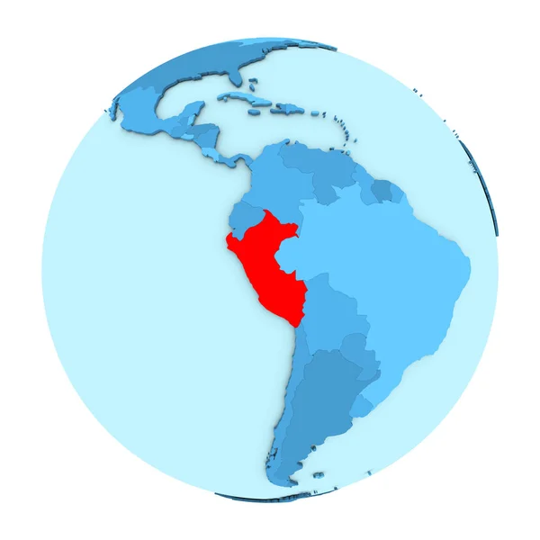 Peru på globe isolerade — Stockfoto