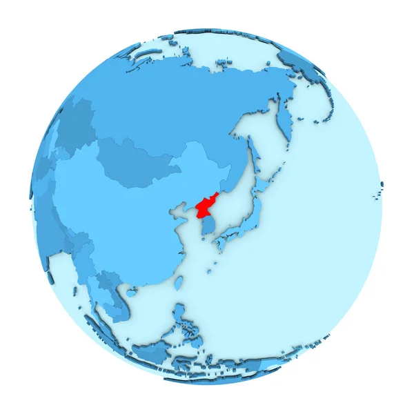 Coreia do Norte no globo isolado — Fotografia de Stock