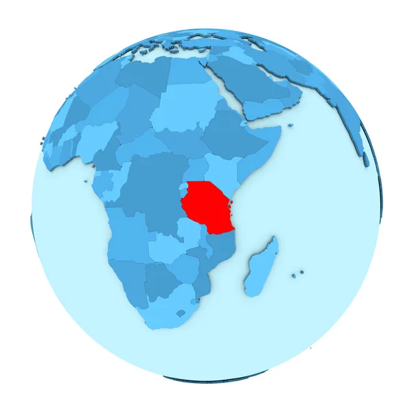 Tanzanya izole küre üzerinde — Stok fotoğraf