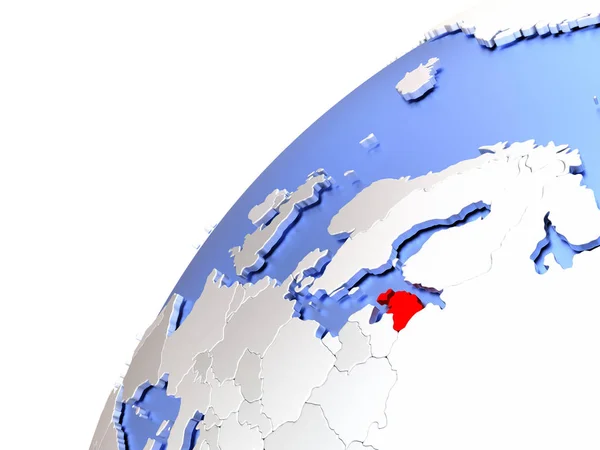 Estland på moderna glänsande jordglob — Stockfoto