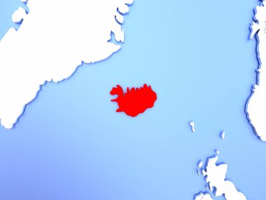 İzlanda Haritası üzerindeki kırmızı