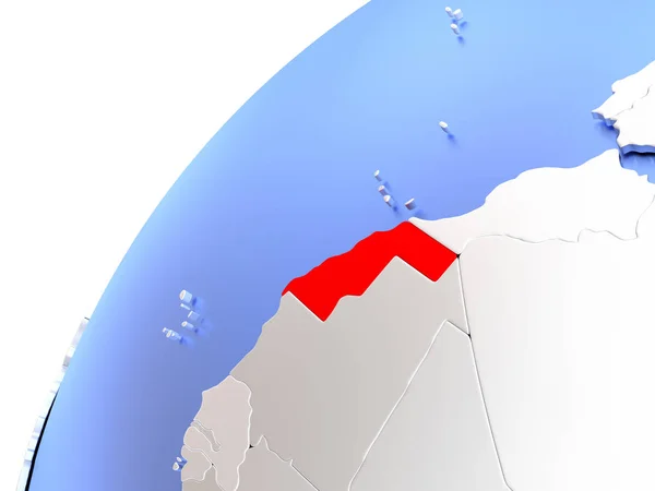 Western Sahara on modern shiny globe — Stock Photo, Image