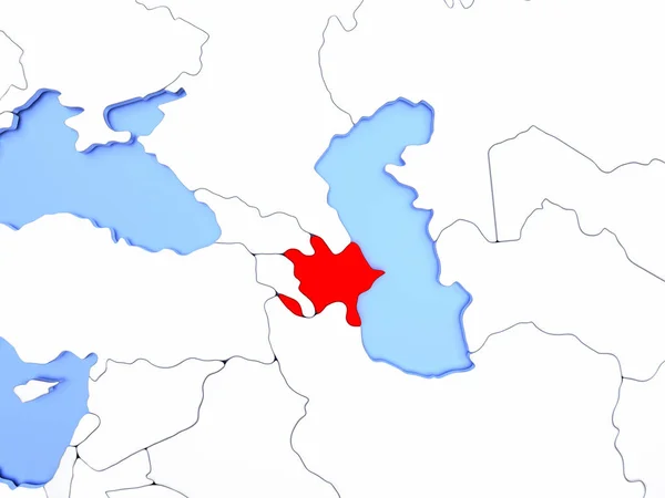 Ázerbájdžán na mapě červeně — Stock fotografie