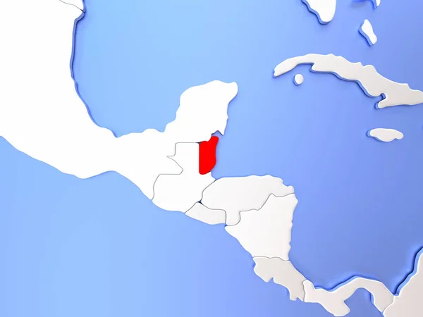 Belize in red on map — Stock Photo, Image