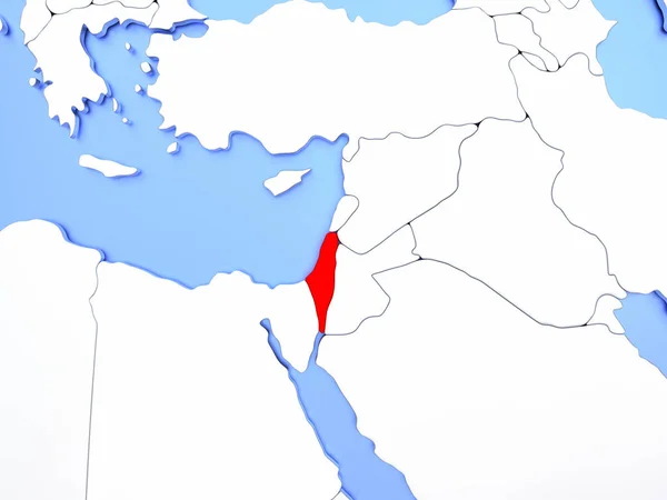 Israele in rosso sulla mappa — Foto Stock
