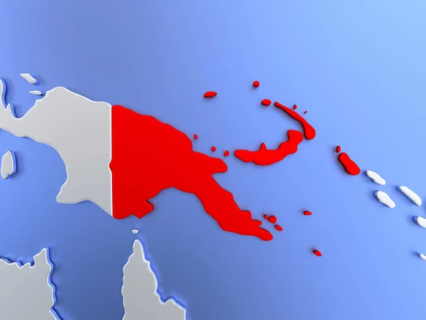 Papua Nova Guiné em vermelho no mapa — Fotografia de Stock