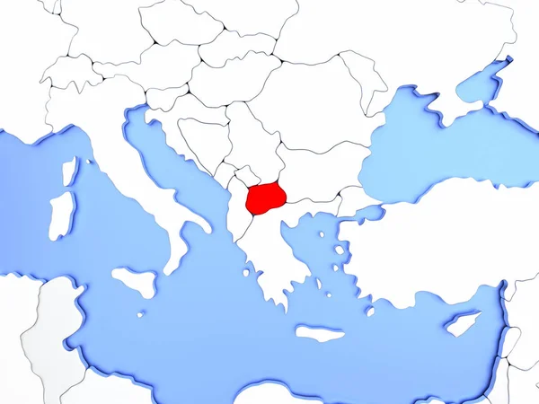 Macedonia in rosso sulla mappa — Foto Stock