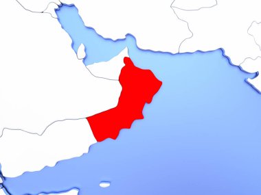 Umman haritası üzerindeki kırmızı