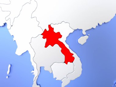 Laos haritası üzerindeki kırmızı
