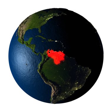 Kırmızı üzerine beyaz izole yeryüzünde Venezuela