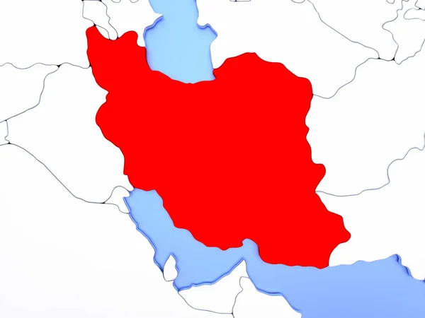 Iran in rosso sulla mappa — Foto Stock