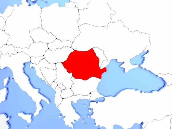 Румунії у червоному на карті — стокове фото