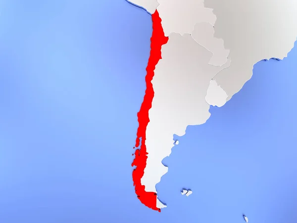 Chile en rojo en el mapa — Foto de Stock