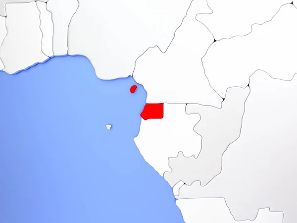 Ισημερινή Γουινέα με κόκκινο χρώμα στο χάρτη — Φωτογραφία Αρχείου