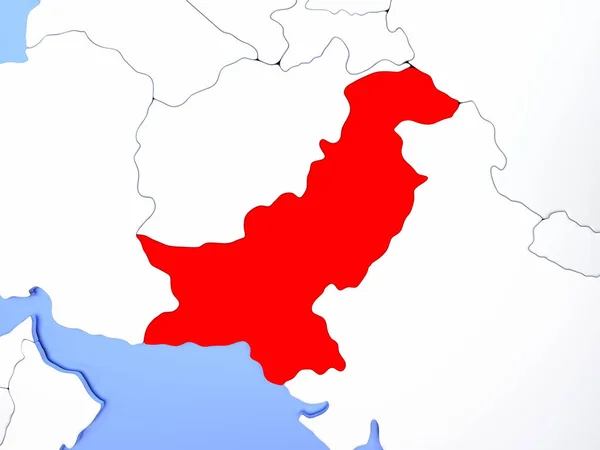 Pakistán en rojo en el mapa —  Fotos de Stock
