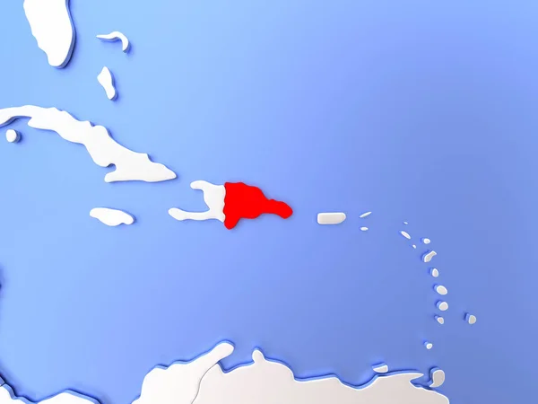 Домініканська Республіка в червоному на карті — стокове фото