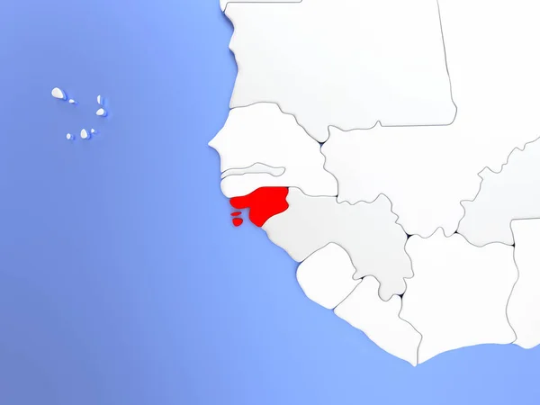 Guinée-Bissau en rouge sur la carte — Photo