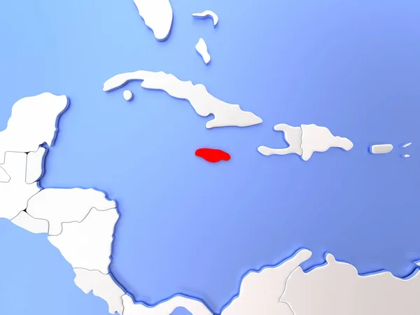 Jamaïque en rouge sur la carte — Photo