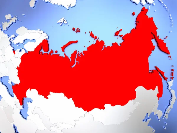 Rússia em vermelho no mapa — Fotografia de Stock