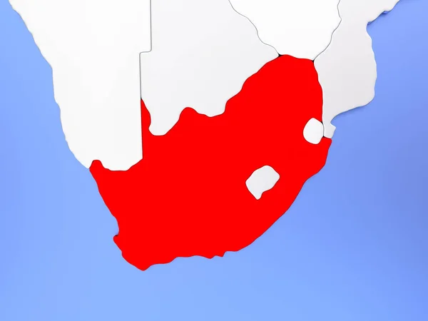 Südafrika in Rot auf der Karte — Stockfoto