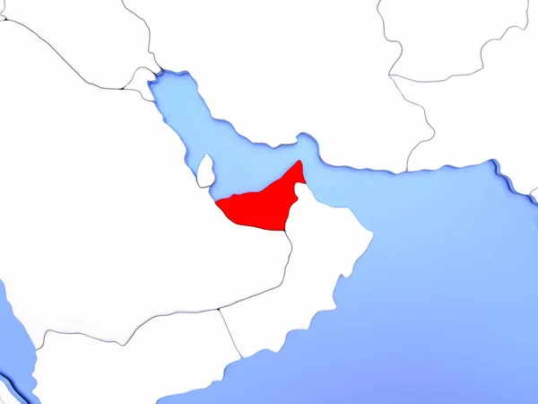 Emirati Arabi Uniti in rosso sulla mappa — Foto Stock
