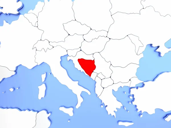 Bosnia en rojo en el mapa — Foto de Stock