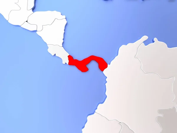 Panamá en rojo en el mapa — Foto de Stock