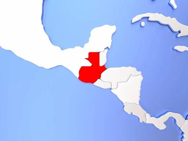 Gwatemala w kolorze czerwonym na mapie — Zdjęcie stockowe