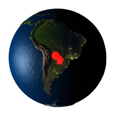 Kırmızı üzerine beyaz izole yeryüzünde Paraguay
